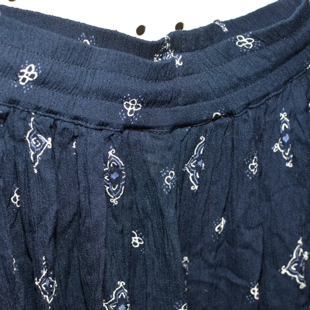 Plus Size 1X The Vermont Country Store Navy Blue Crinkle Full Maxi Skirt - Picture 8 of 14